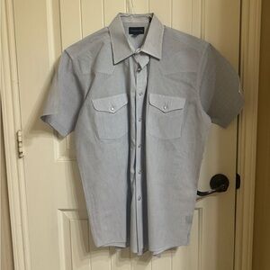 BLUE | WHITE | MENS | BUTTON UP | WORN | STARCH